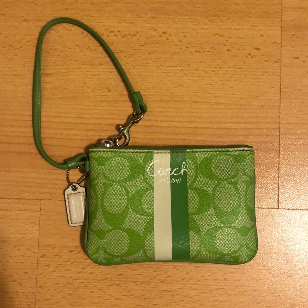 Green Coach Wristlet